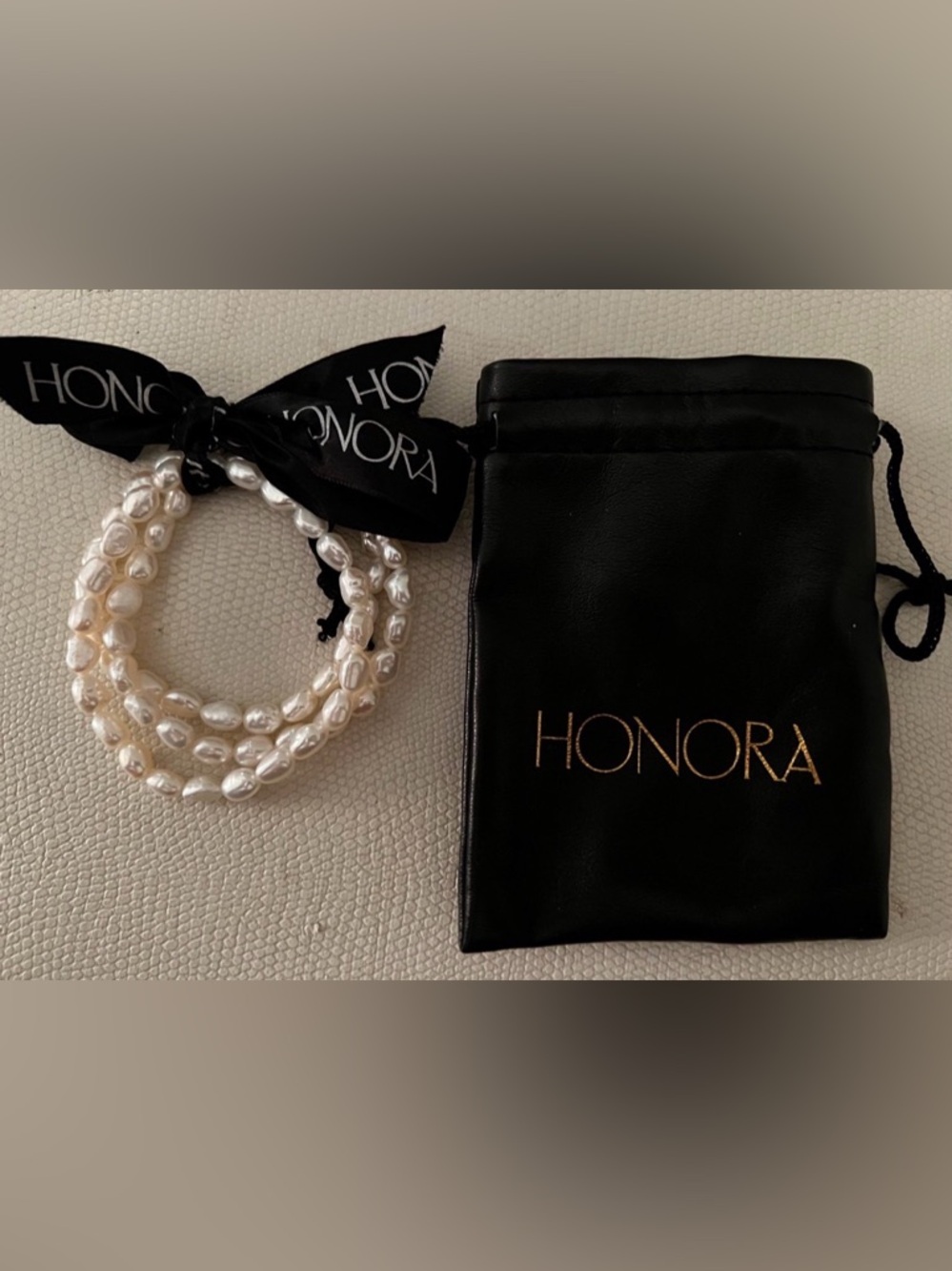 Honora Pearl Bracelet Set with Black Branded Ribbon